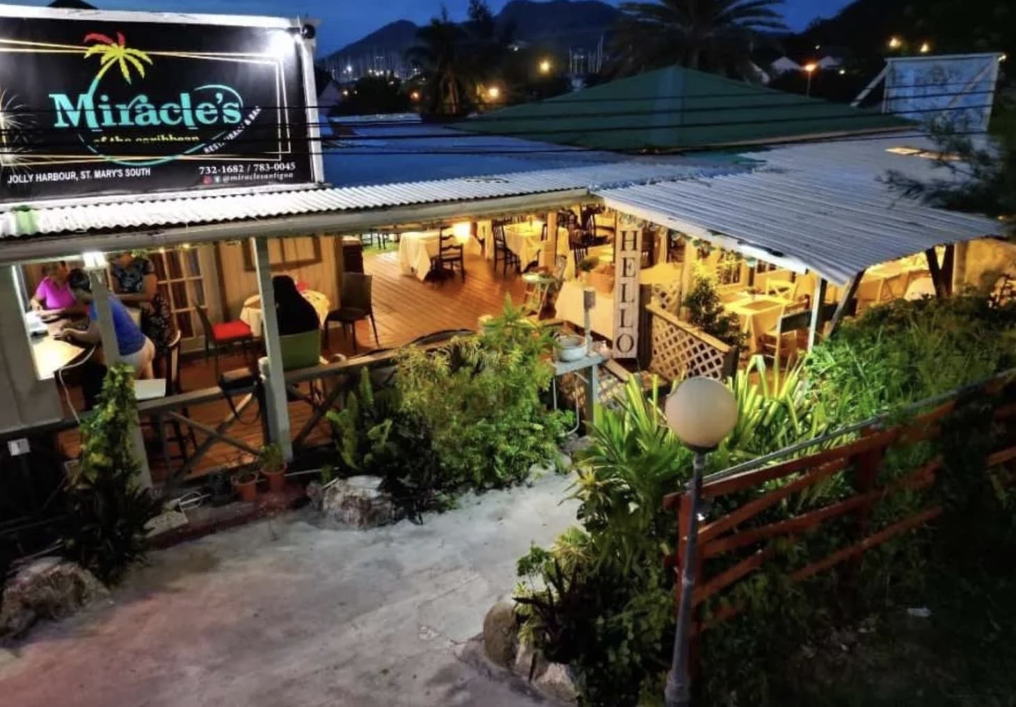 Miracles restaurant, close to the entrance of Jolly Harbour